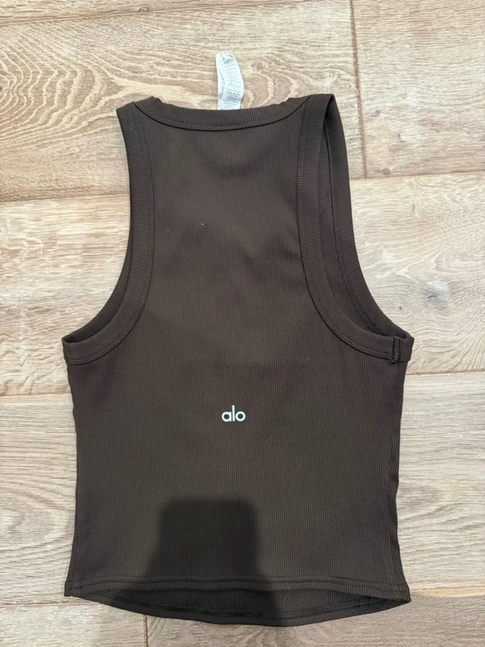 Alo Ribbed Racerback Crop Tank - Chocolate - Picture 1 of 3